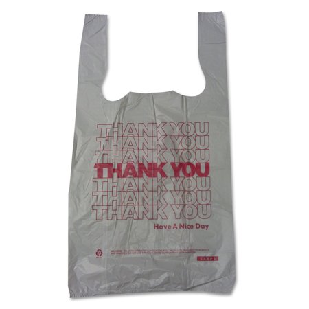 Barnes Paper Thank You High-Density Shopping Bags, 10" x 19", White, PK2000 BPC 10519THYOU